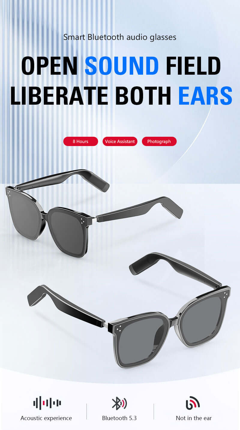 Smart Bluetooth Audio Glasses - 360° surround sound, Hands-Free Calling, Voice Assistant, Long Battery, UV400 resists ultraviolet rays - YWT