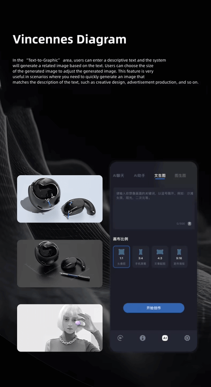 HY-T26 AI HEADPHONES app can realize text-to-image function with its AI feature 