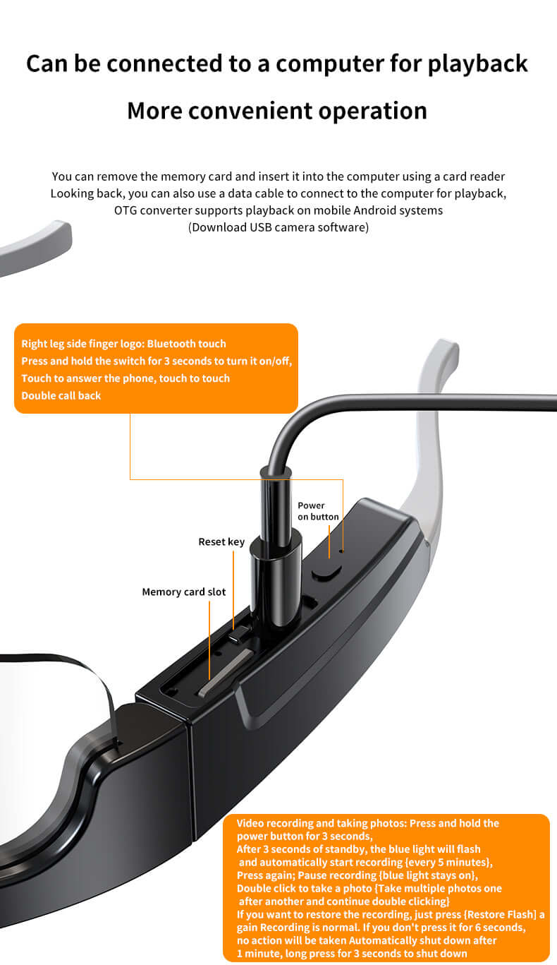 Hight Tech Outdoor Sports Glasses - Born through exercise, Multiple mode selection for 4K high-definition camera - YWT