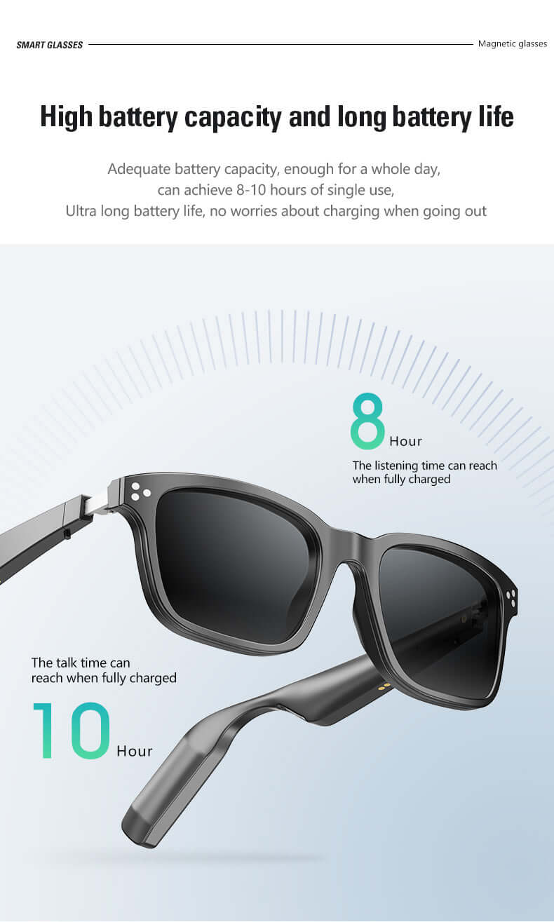 YJ009 audio glasses has high battery capacity and long battery life | detail description